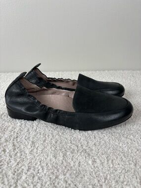 Abeo Shoes Womens 8N Black Jean Leather Flex Arch Support Slip On Casual Comfort